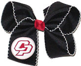 Large Central Private School (Central) Black wth White Moonstitch and Red Knot Bow
